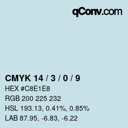 カラーコード: CMYK 14 / 3 / 0 / 9 | qconv.com