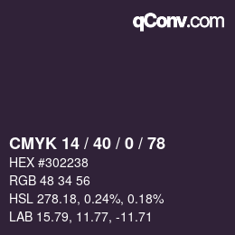 Color code: CMYK 14 / 40 / 0 / 78 | qconv.com