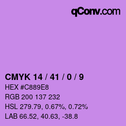 カラーコード: CMYK 14 / 41 / 0 / 9 | qconv.com