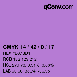 颜色代码: CMYK 14 / 42 / 0 / 17 | qconv.com