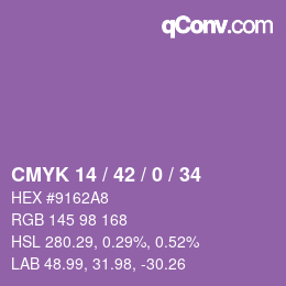 Farbcode: CMYK 14 / 42 / 0 / 34 | qconv.com