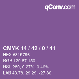 Color code: CMYK 14 / 42 / 0 / 41 | qconv.com