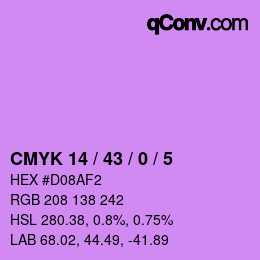 カラーコード: CMYK 14 / 43 / 0 / 5 | qconv.com