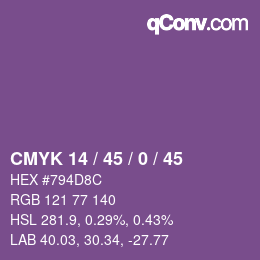 Farbcode: CMYK 14 / 45 / 0 / 45 | qconv.com