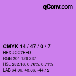 Color code: CMYK 14 / 47 / 0 / 7 | qconv.com