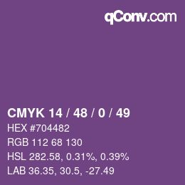 Color code: CMYK 14 / 48 / 0 / 49 | qconv.com