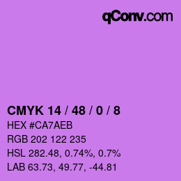 颜色代码: CMYK 14 / 48 / 0 / 8 | qconv.com