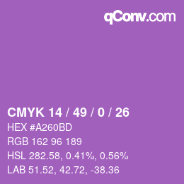 颜色代码: CMYK 14 / 49 / 0 / 26 | qconv.com