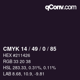 Color code: CMYK 14 / 49 / 0 / 85 | qconv.com