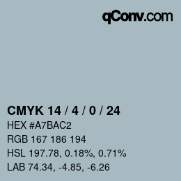 カラーコード: CMYK 14 / 4 / 0 / 24 | qconv.com