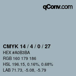 颜色代码: CMYK 14 / 4 / 0 / 27 | qconv.com