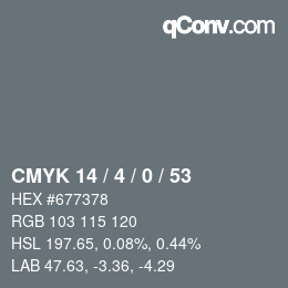 Color code: CMYK 14 / 4 / 0 / 53 | qconv.com