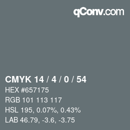 カラーコード: CMYK 14 / 4 / 0 / 54 | qconv.com