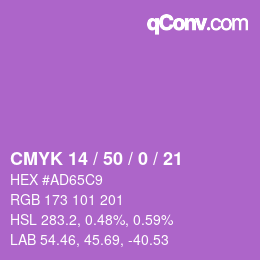 Color code: CMYK 14 / 50 / 0 / 21 | qconv.com