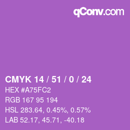 Color code: CMYK 14 / 51 / 0 / 24 | qconv.com