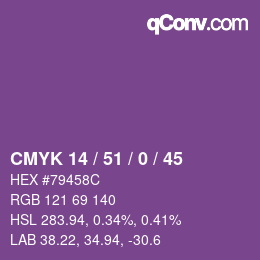 颜色代码: CMYK 14 / 51 / 0 / 45 | qconv.com
