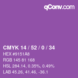 Farbcode: CMYK 14 / 52 / 0 / 34 | qconv.com