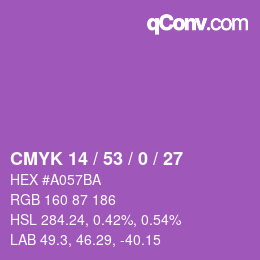 Color code: CMYK 14 / 53 / 0 / 27 | qconv.com