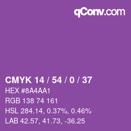 カラーコード: CMYK 14 / 54 / 0 / 37 | qconv.com