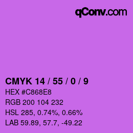 カラーコード: CMYK 14 / 55 / 0 / 9 | qconv.com