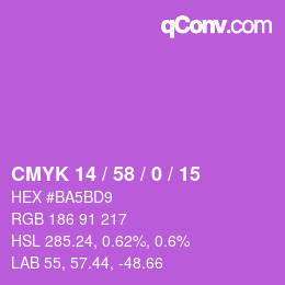 カラーコード: CMYK 14 / 58 / 0 / 15 | qconv.com