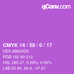 Color code: CMYK 14 / 58 / 0 / 17 | qconv.com