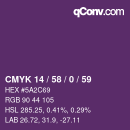 Color code: CMYK 14 / 58 / 0 / 59 | qconv.com