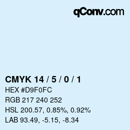カラーコード: CMYK 14 / 5 / 0 / 1 | qconv.com