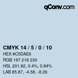 カラーコード: CMYK 14 / 5 / 0 / 10 | qconv.com