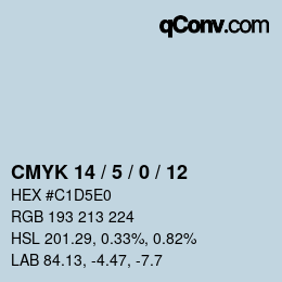 カラーコード: CMYK 14 / 5 / 0 / 12 | qconv.com