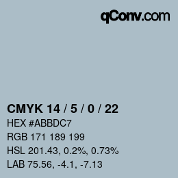 カラーコード: CMYK 14 / 5 / 0 / 22 | qconv.com