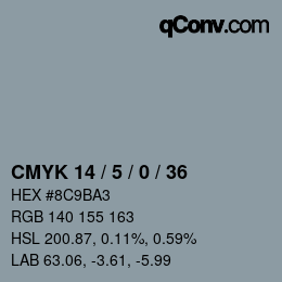Color code: CMYK 14 / 5 / 0 / 36 | qconv.com