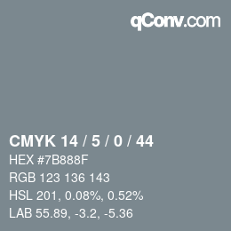 カラーコード: CMYK 14 / 5 / 0 / 44 | qconv.com