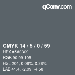 カラーコード: CMYK 14 / 5 / 0 / 59 | qconv.com