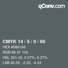 颜色代码: CMYK 14 / 5 / 0 / 60 | qconv.com