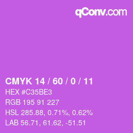 カラーコード: CMYK 14 / 60 / 0 / 11 | qconv.com