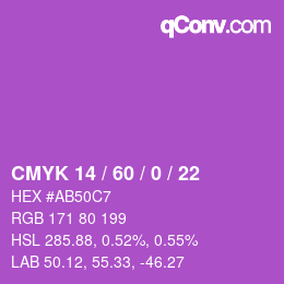カラーコード: CMYK 14 / 60 / 0 / 22 | qconv.com