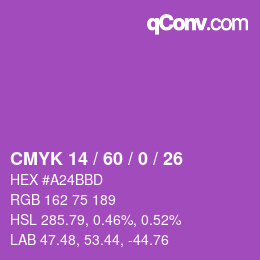 カラーコード: CMYK 14 / 60 / 0 / 26 | qconv.com