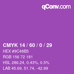 Farbcode: CMYK 14 / 60 / 0 / 29 | qconv.com