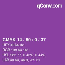Color code: CMYK 14 / 60 / 0 / 37 | qconv.com