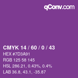 カラーコード: CMYK 14 / 60 / 0 / 43 | qconv.com