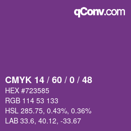カラーコード: CMYK 14 / 60 / 0 / 48 | qconv.com