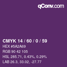 Color code: CMYK 14 / 60 / 0 / 59 | qconv.com