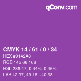 Color code: CMYK 14 / 61 / 0 / 34 | qconv.com