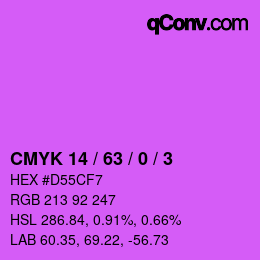 Color code: CMYK 14 / 63 / 0 / 3 | qconv.com