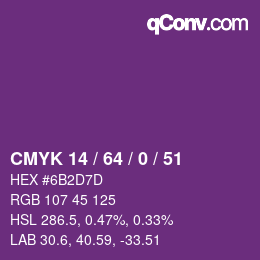Color code: CMYK 14 / 64 / 0 / 51 | qconv.com