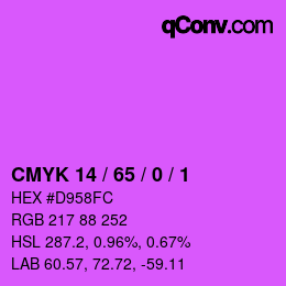 颜色代码: CMYK 14 / 65 / 0 / 1 | qconv.com