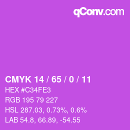 颜色代码: CMYK 14 / 65 / 0 / 11 | qconv.com