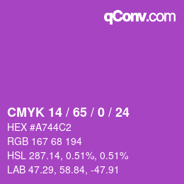 颜色代码: CMYK 14 / 65 / 0 / 24 | qconv.com