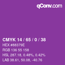 カラーコード: CMYK 14 / 65 / 0 / 38 | qconv.com